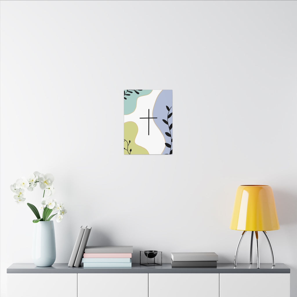 Abstract Floral Cross Matte Canvas Wall Art — Modern Christian Home Decor
