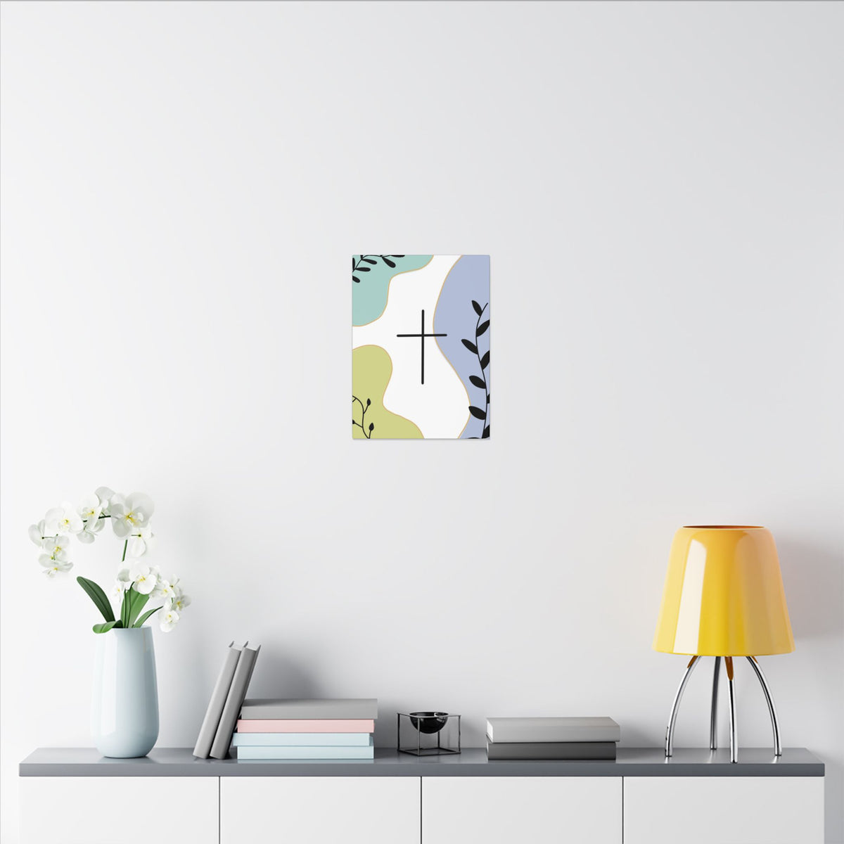 Abstract Floral Cross Matte Canvas Wall Art — Modern Christian Home Decor