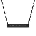 Engraved Horizontal Bar Necklace — "Fearfully and Wonderfully Made"