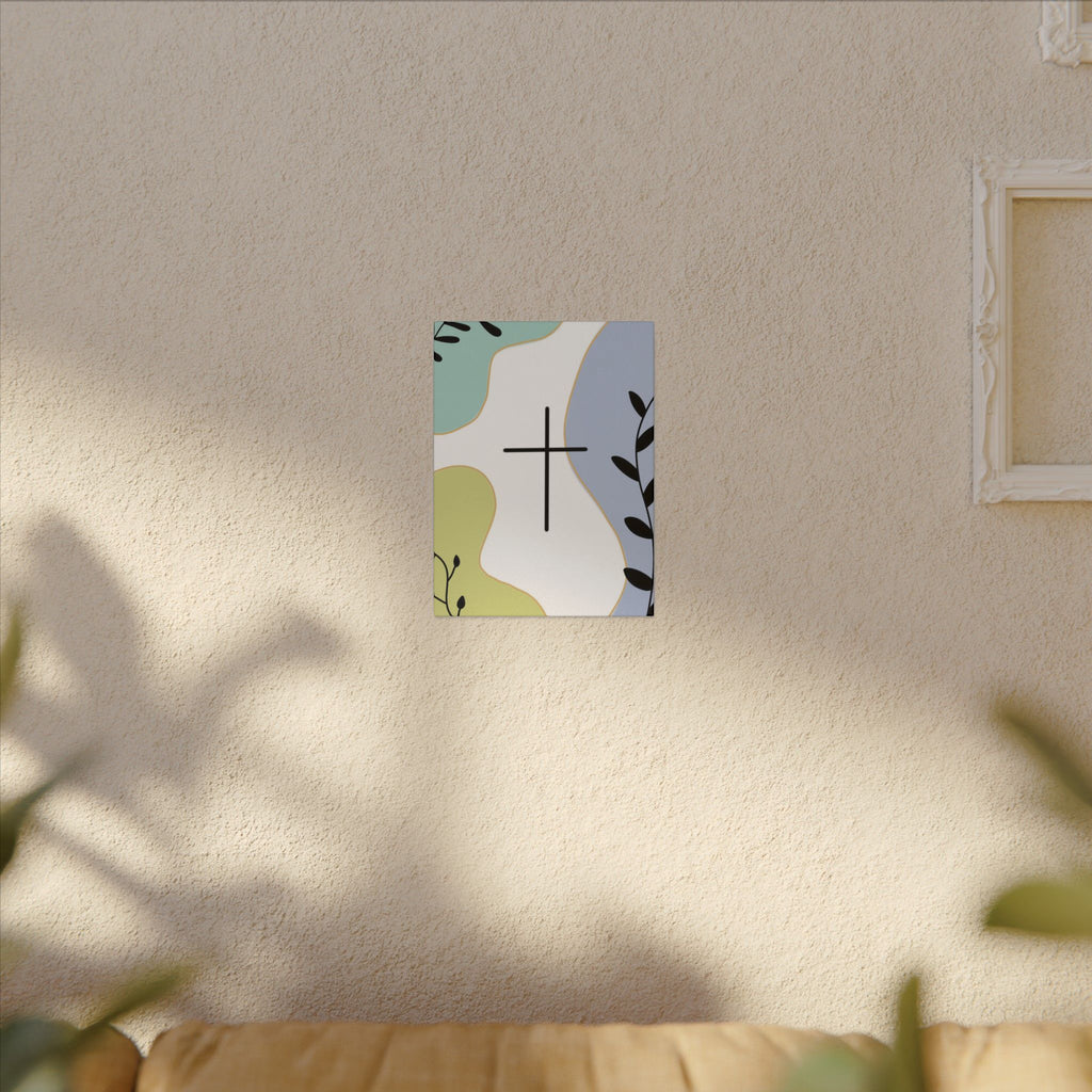 Abstract Floral Cross Matte Canvas Wall Art — Modern Christian Home Decor