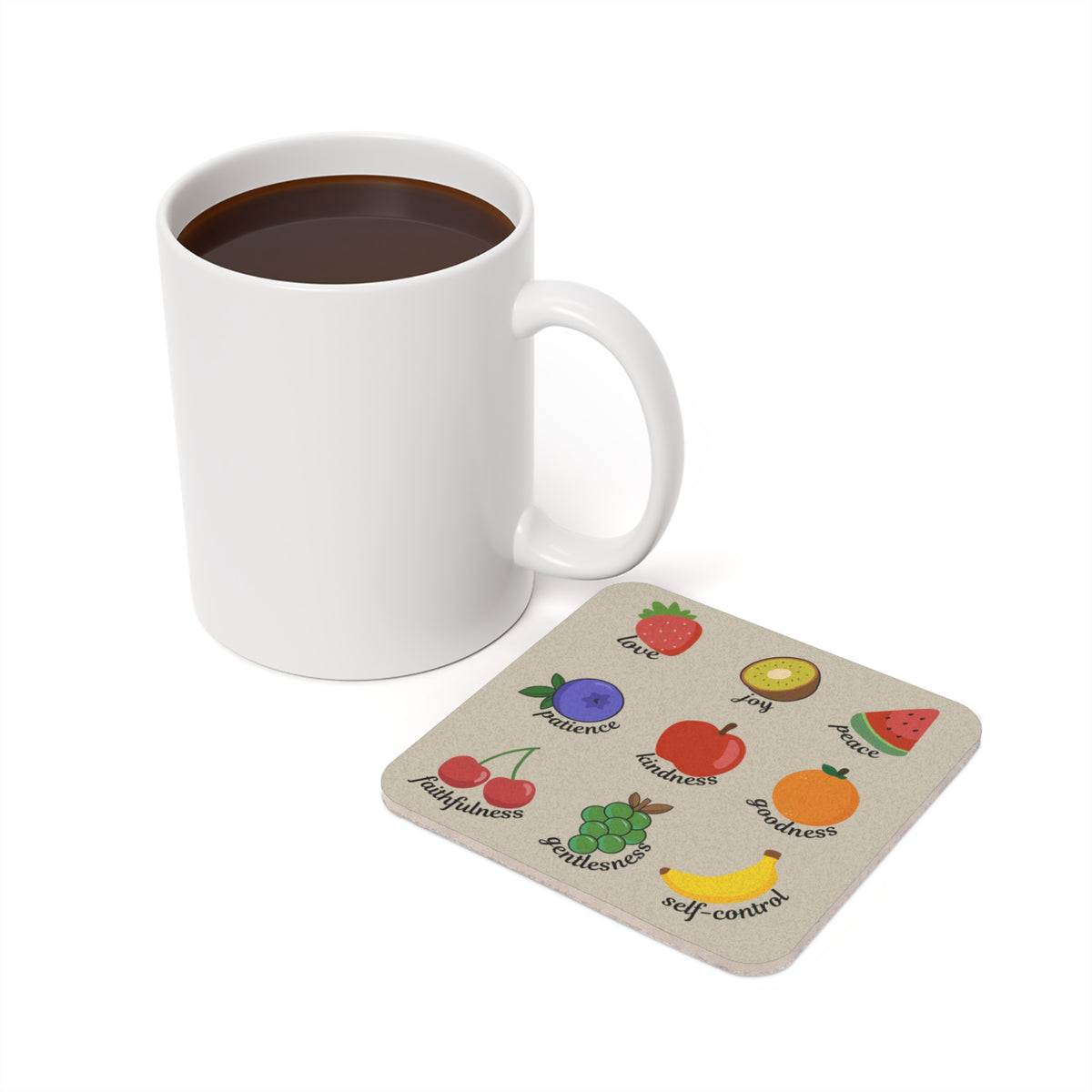Fruits of the Spirit Cork Back Coaster