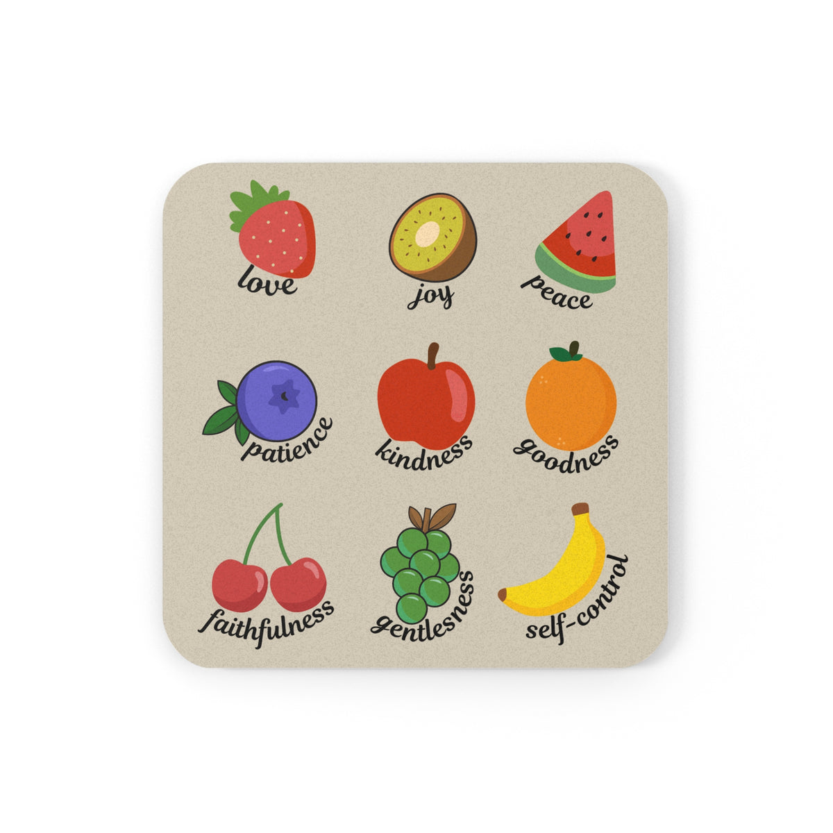 Fruits of the Spirit Cork Back Coaster